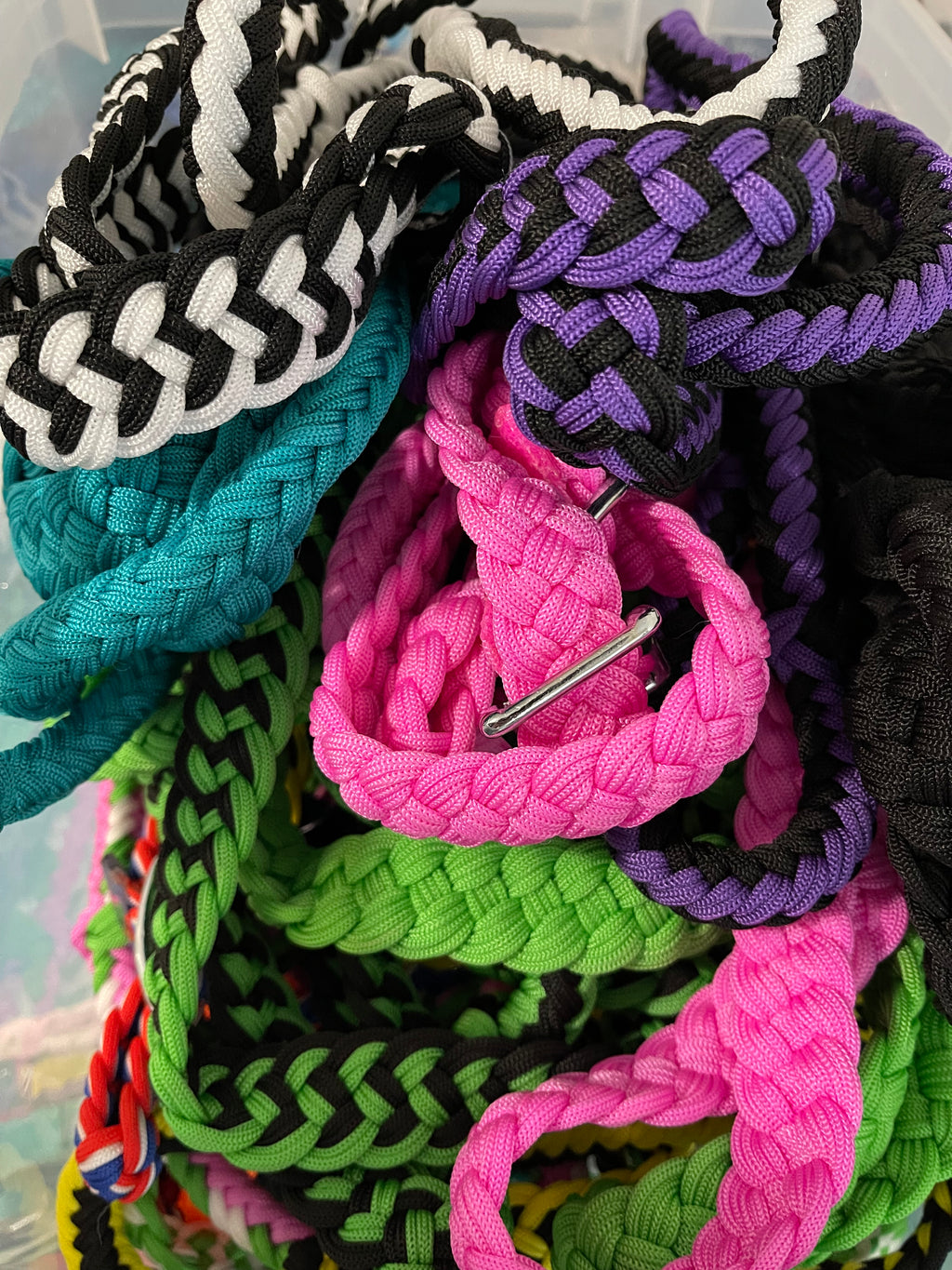 Braided Nylon Barrel Reins with Knots
