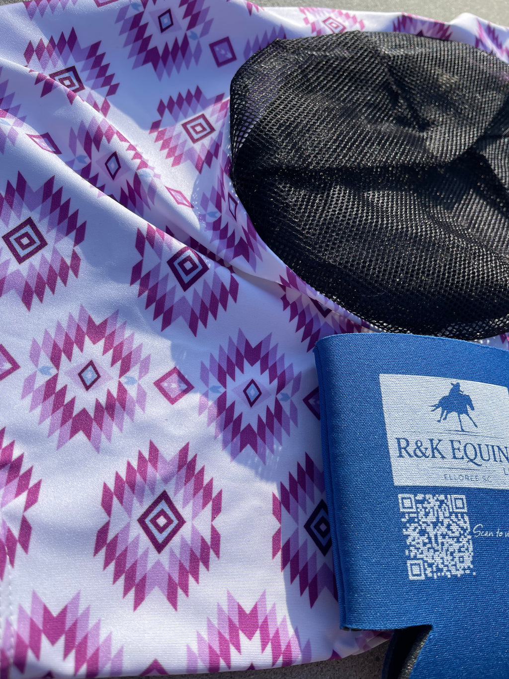 Lilac Aztec Lycra Fly Mask