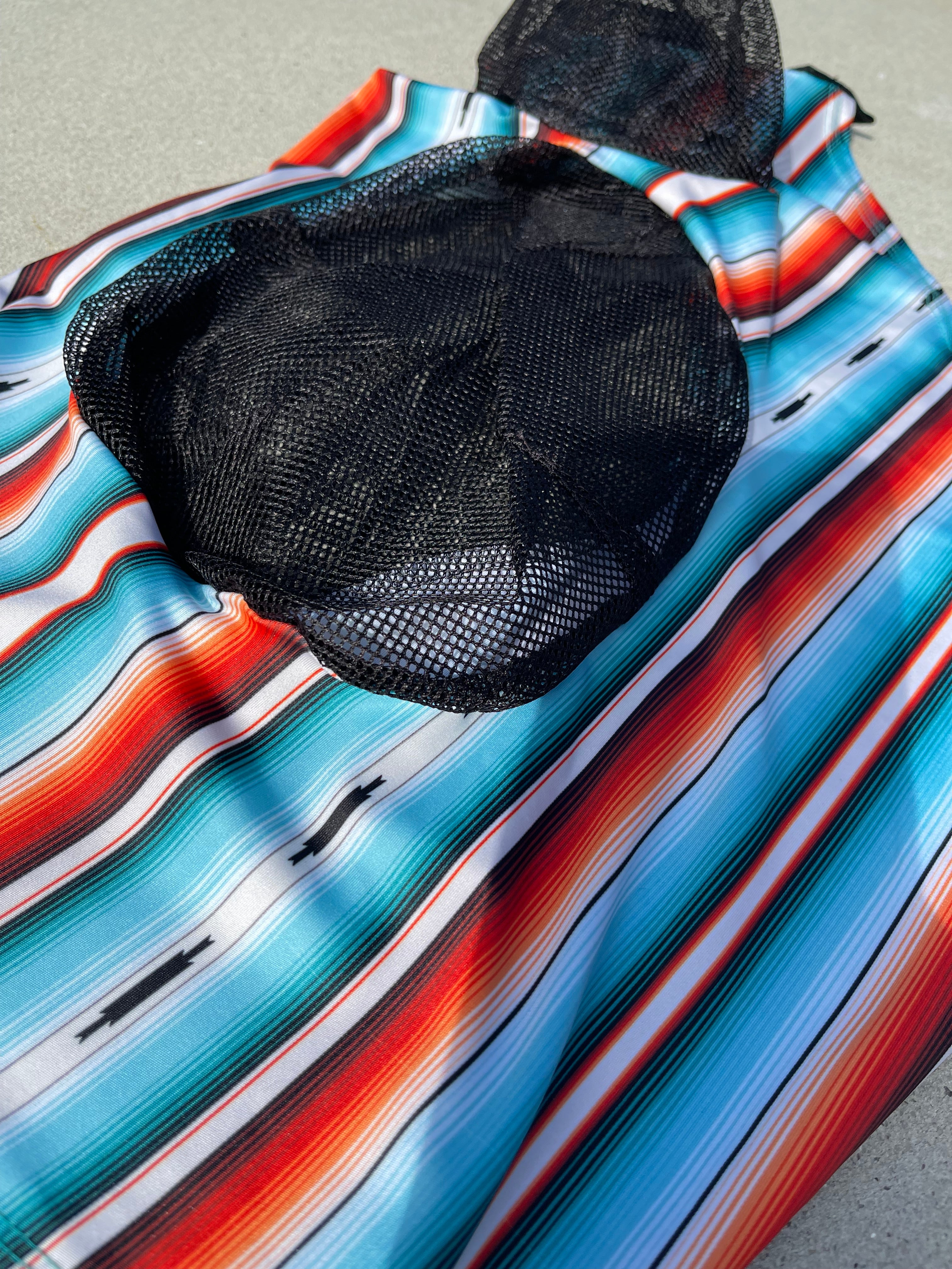 Teal Serape Lycra Fly Mask