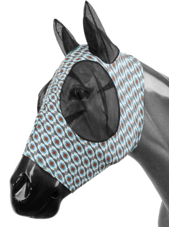 Gray Blue Aztec Lycra Fly Mask