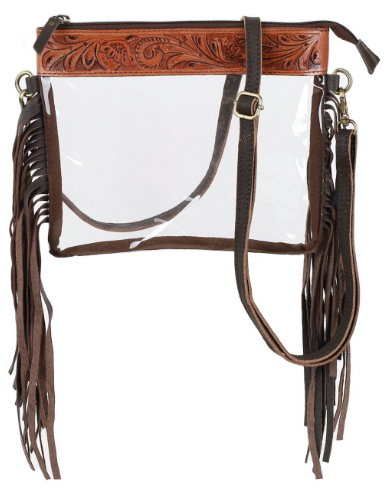 Floral Fringe Clear Crossbody Bag