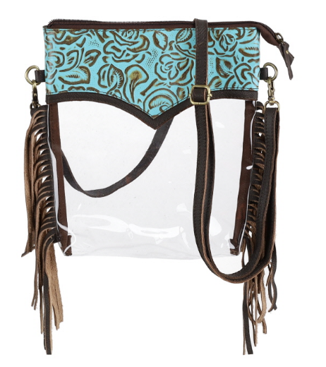 Teal Rose Clear Crossbody Bag