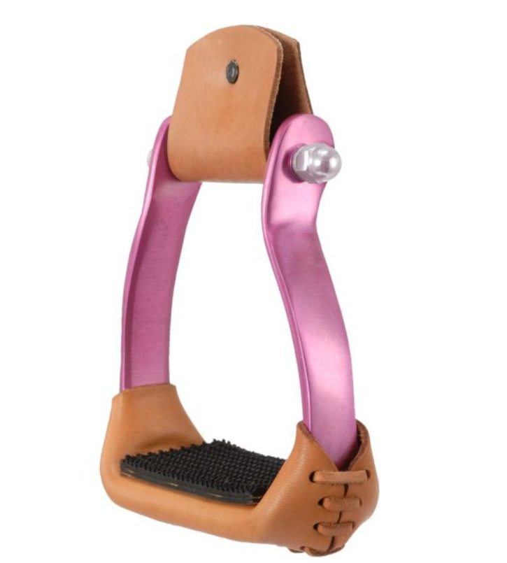 Polished Aluminum Barrel Stirrups in Colors