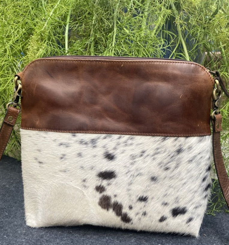 Leather Crossbody Bag With Cowhide
