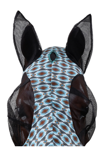 Gray Blue Aztec Lycra Fly Mask