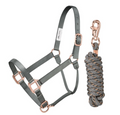 Tough1 Premium Nylon Halter and Lead with Rose Gold Hardware